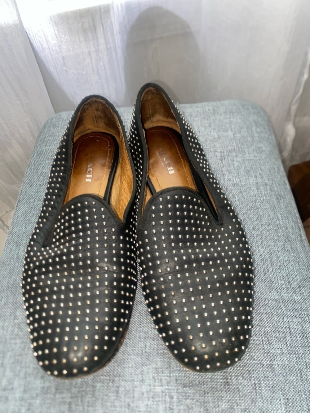 Coach Black Studded Slip-On Loafers